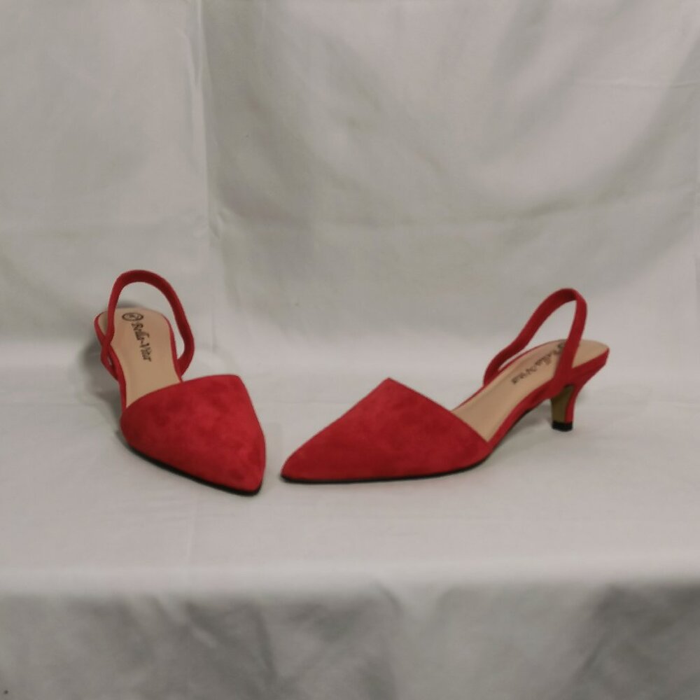Red Bella Vita Suede Slingbacks 6 1/2WW NWOT #37